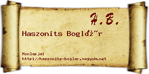 Haszonits Boglár névjegykártya